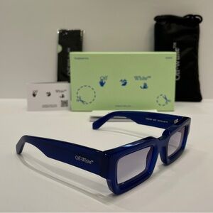 NWT OFF-WHITE OER1089 Blue Rectangular Sunglasses, 100% AUTHENTIC